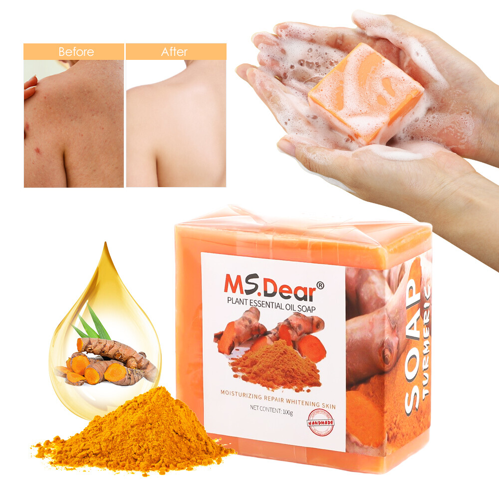 2Pc Turmeric Soap for Face&Body,Skin Brightening Anti-Acne Dark Spots Lightening