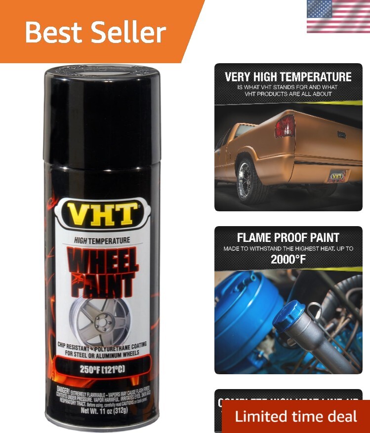 Premium Gloss Black Wheel Spray Paint - Protects Against Chipping & Fading