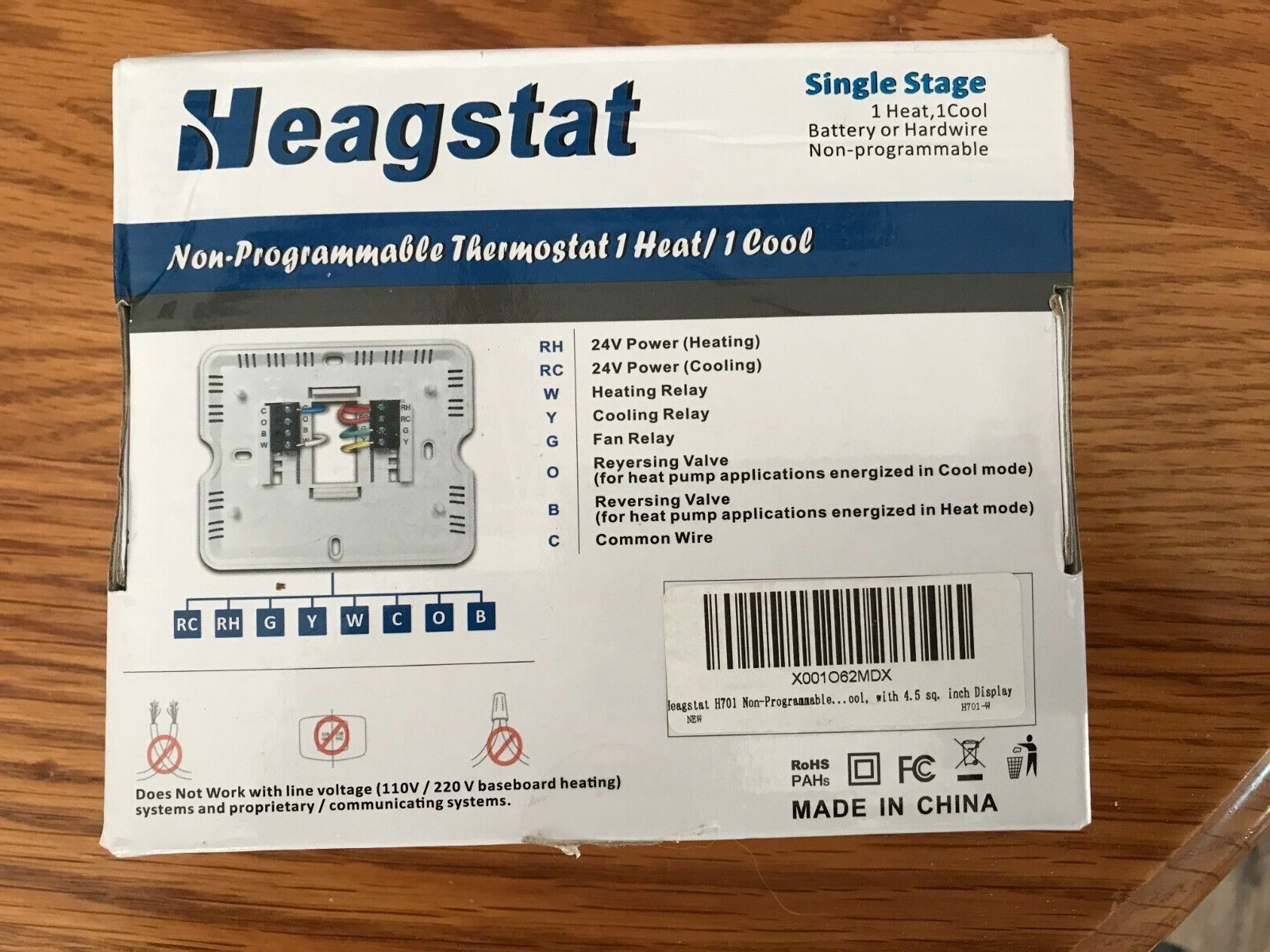 Heagstat H701 Heat/Cool Single Stage Non-Programmable Electronic Thermostat