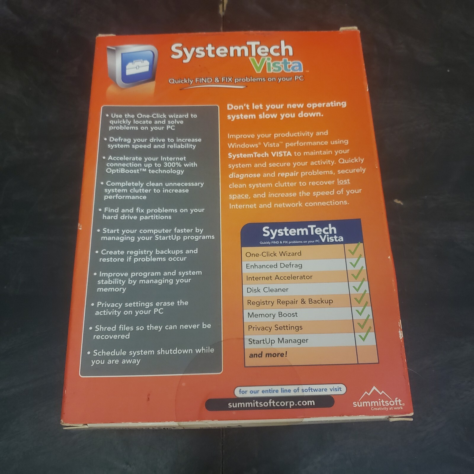 SummitSoft System Tech Vista SystemTech PC Performance Enchanting OptiBoost