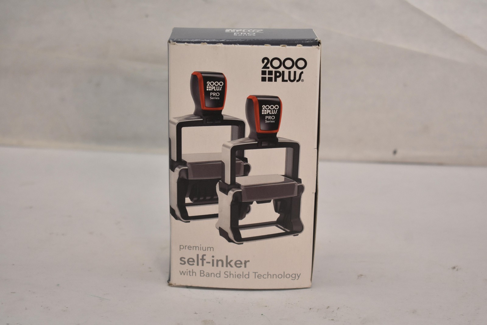 PLUS 2000 Plus Pro Series Self-Inking Date Stamp Band Shield Black Red Office