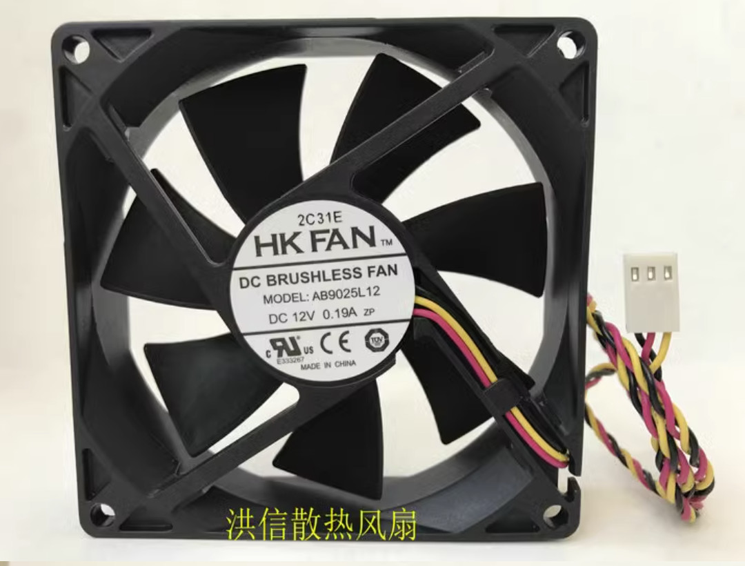 1 PC HK FAN Cooling Fan AB9025L12 DC12V 0.19A 9025 9CM 3 Pin Axial fan