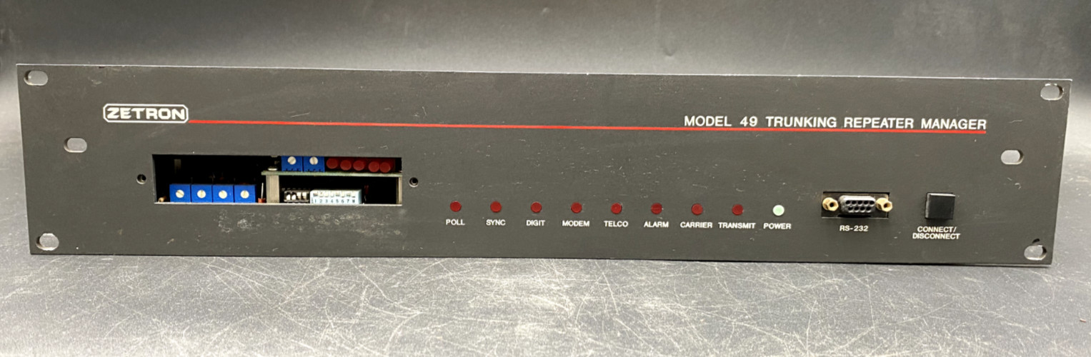 ZETRON MODEL 49 TRUNKING REPEATER MANAGER 1133-101 MISSING FRONT PLATE