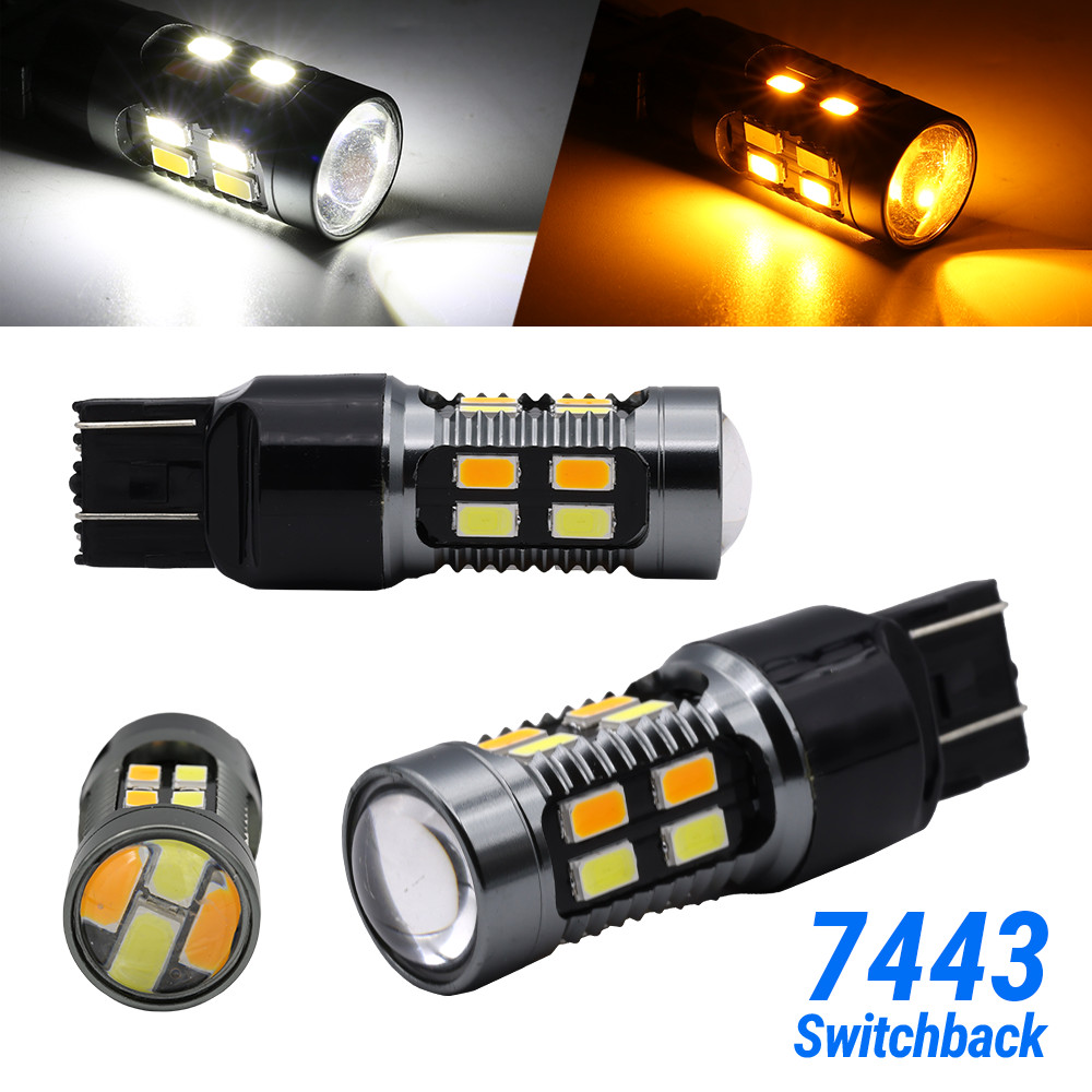 7443 7440 7444 LED Turn Signal Switchback White/Amber DRL Parking Light Bulbs