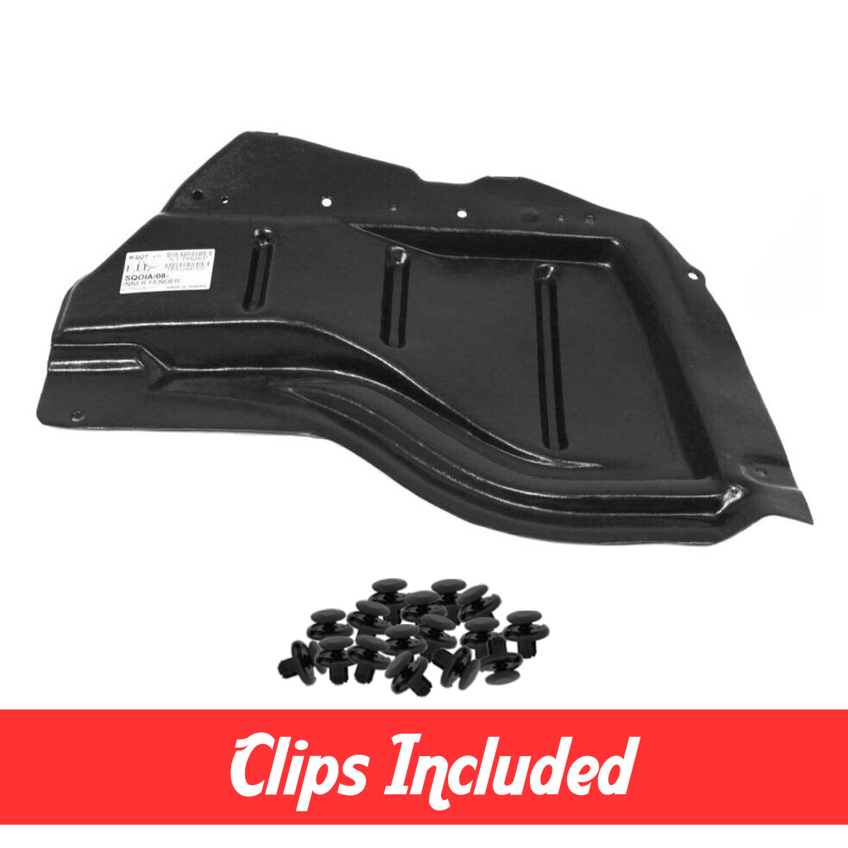 Front Driver Side Fender Liner Extension w/ Clips For 2008-2020 Toyota Sequoia