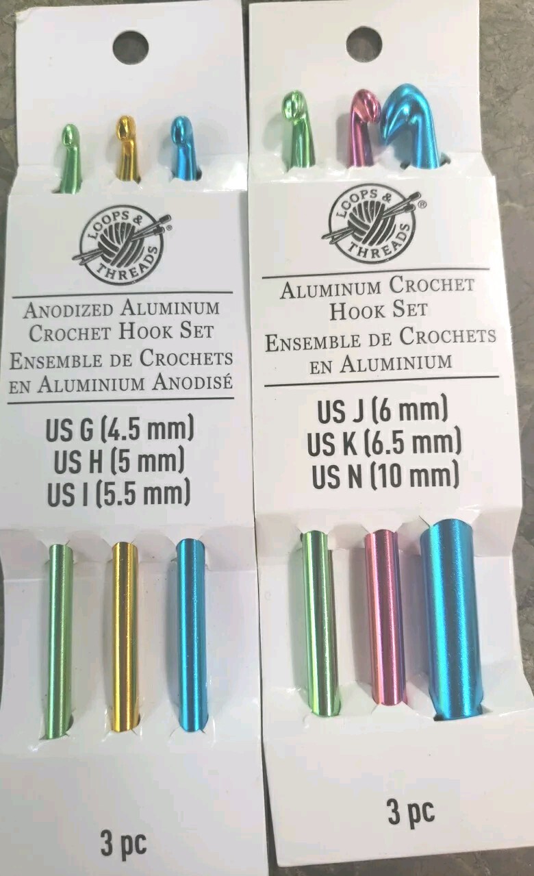Anodized Crochet Hook Set by Loops & Threads®, G H I J K N 4.5 5 5.5 6 6.5 10mm