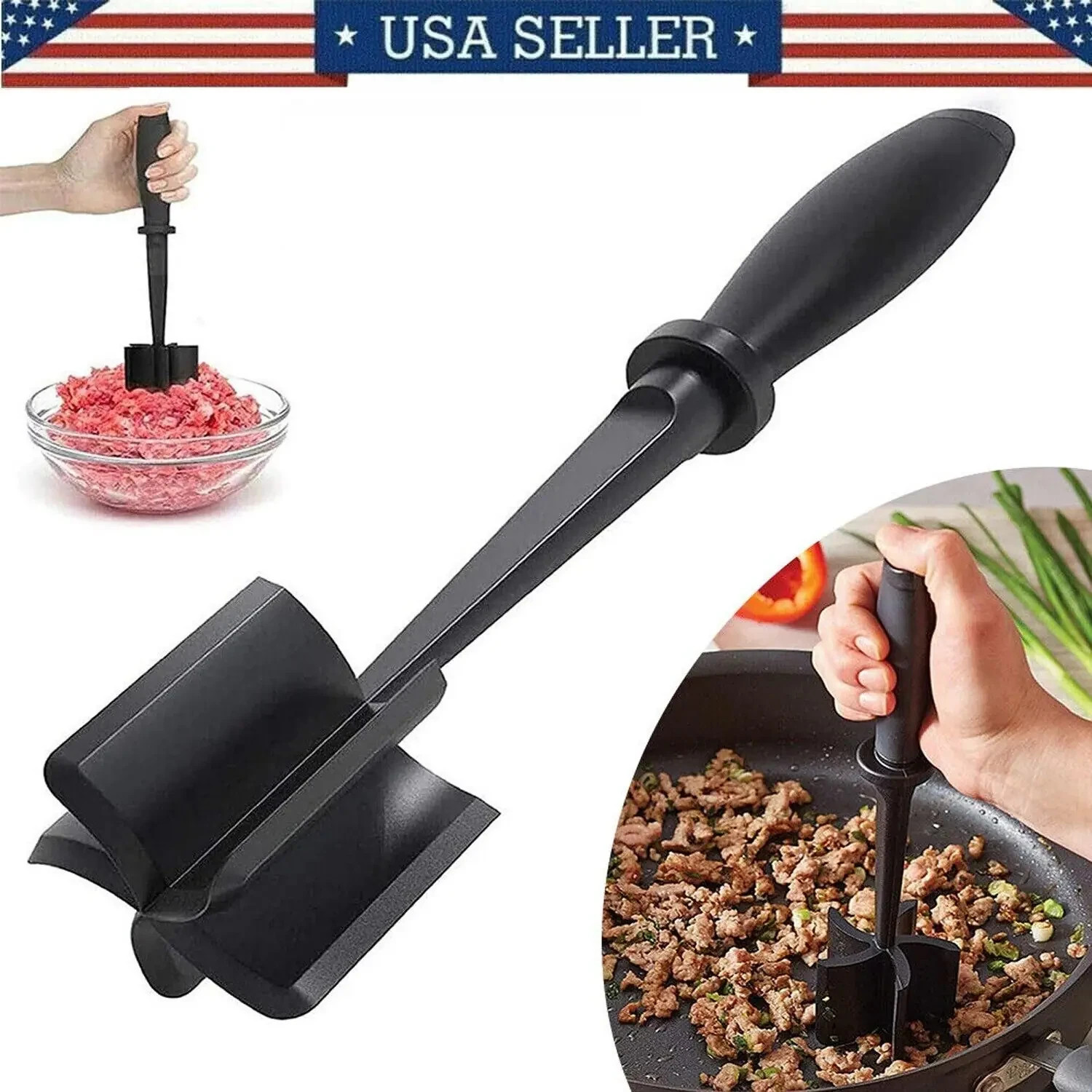 LOT OF 3 Meat Hamburger Chopper Heat Resistant Ground Beef Potato Masher