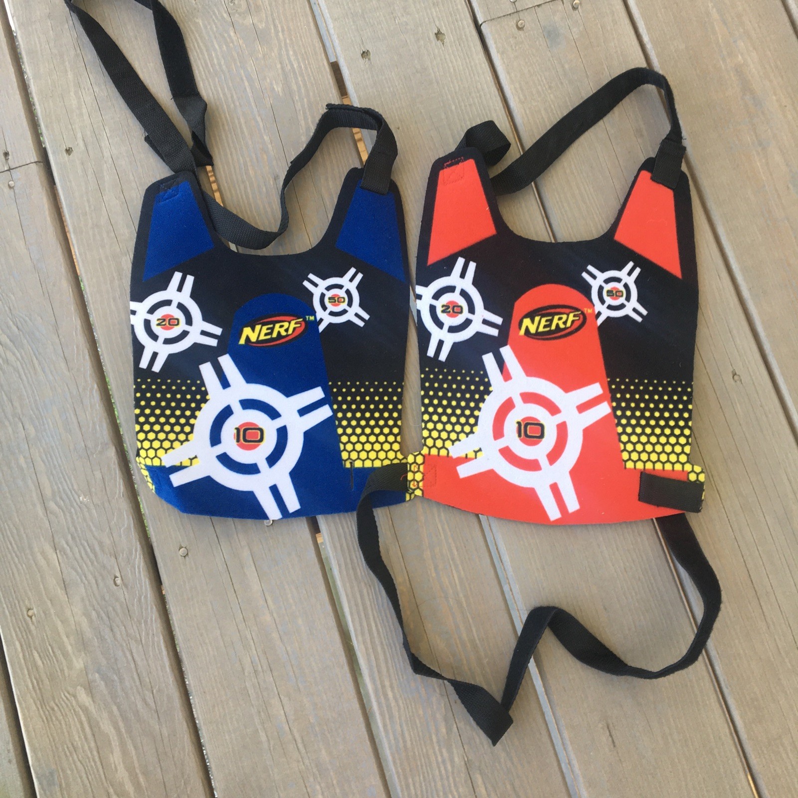 NERF Dart Tag Chest Shield Vest Target RED AND BLUE With Straps Lot of 2