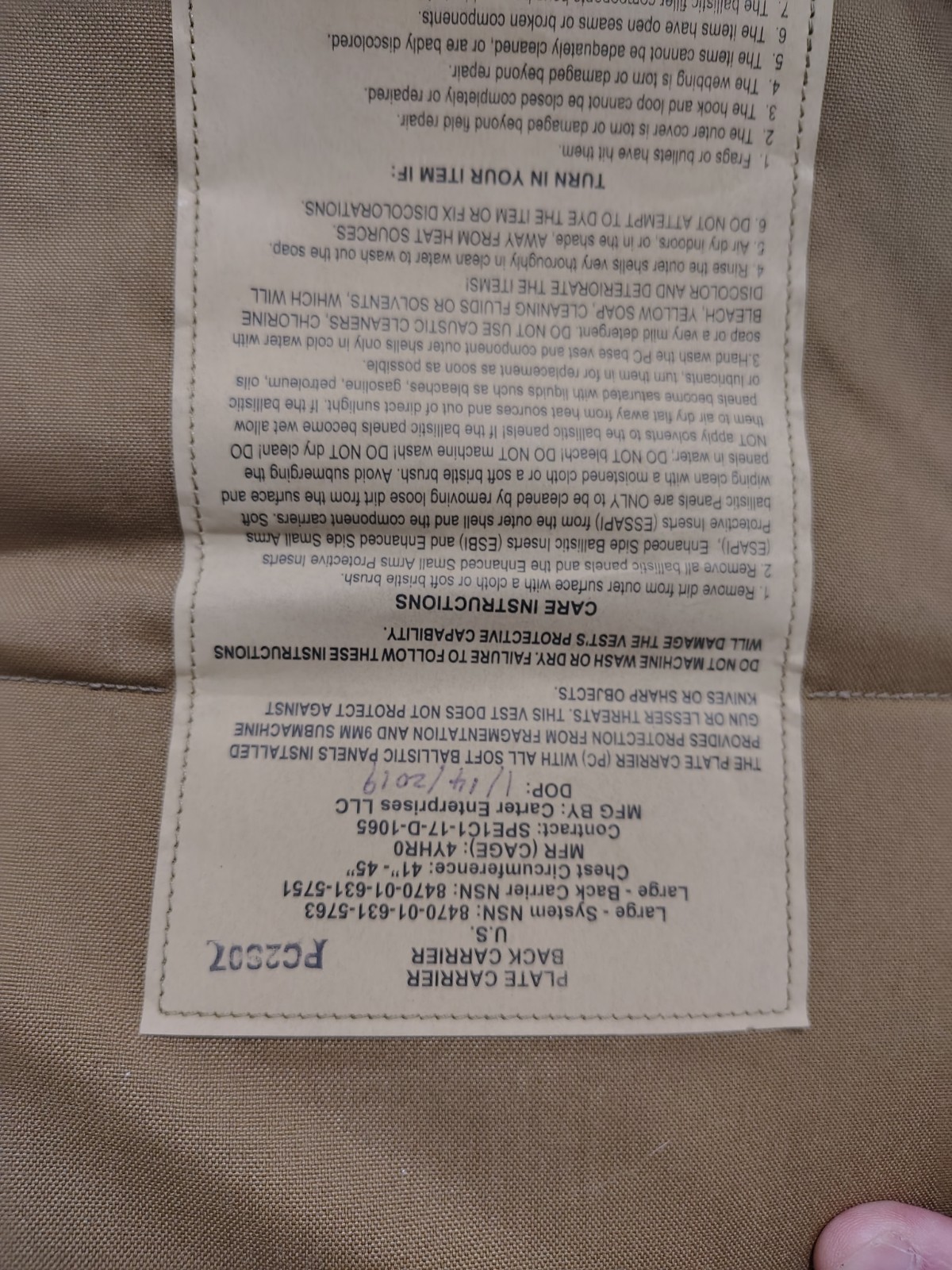 USMC Plate Carrier Gen 2 - Large Includes Soft Aromor NEW