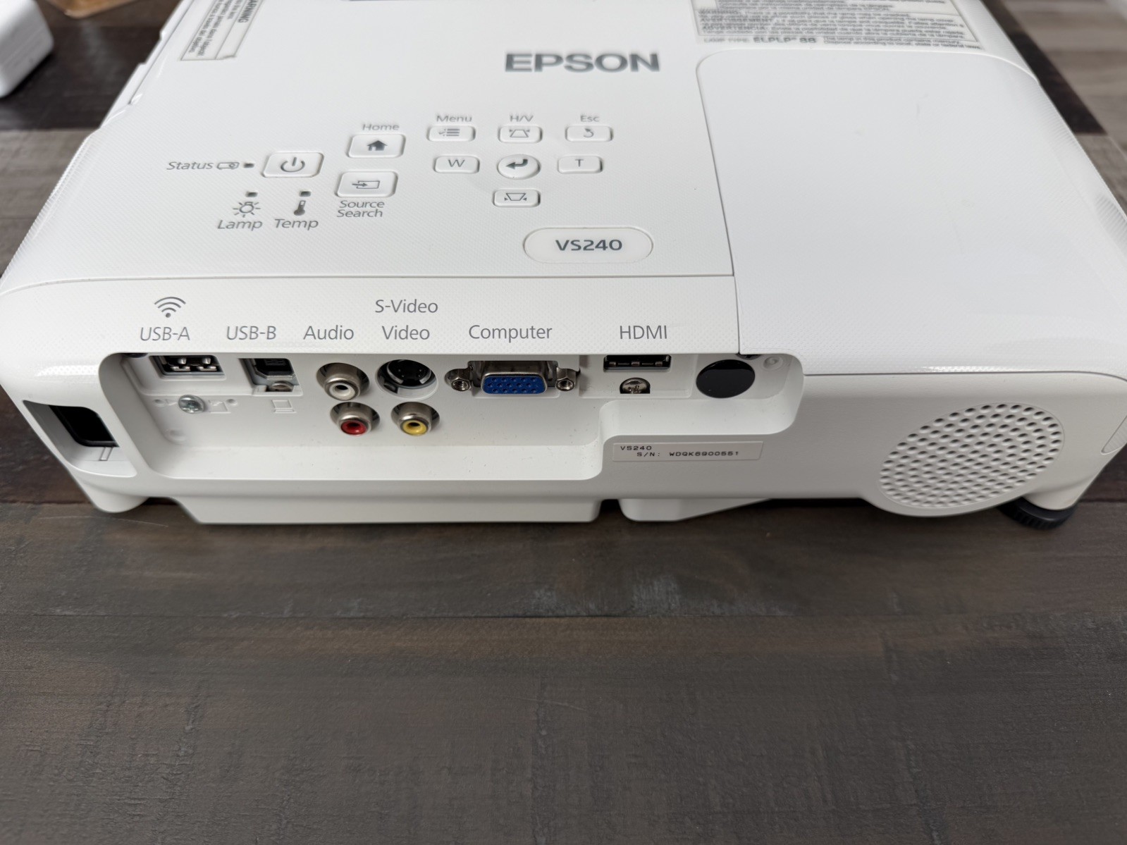 Epson VS240 LCD Projector HD, HDMI w/Power Cable