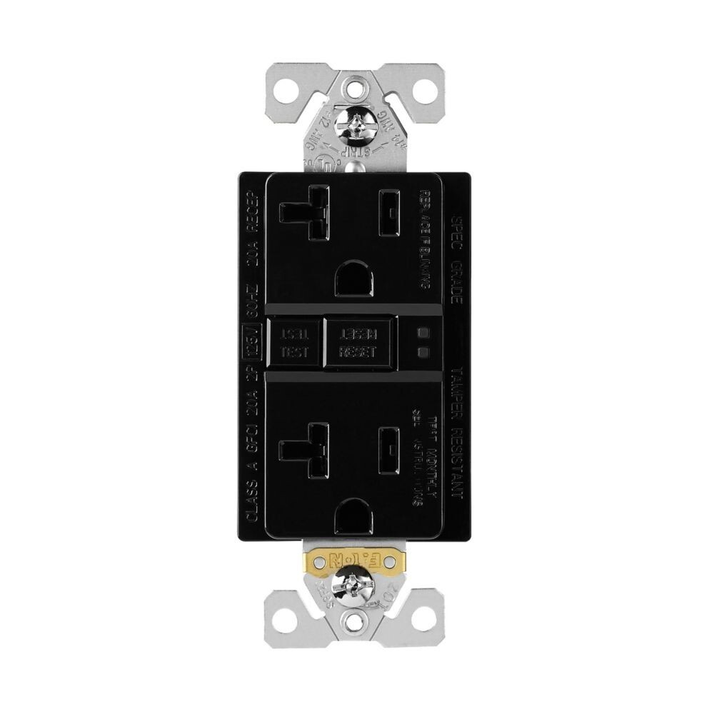 Eaton TRSGF20BK GFCI receptacle Tamper resistant Self-test #14- 0 AWG 20A Black