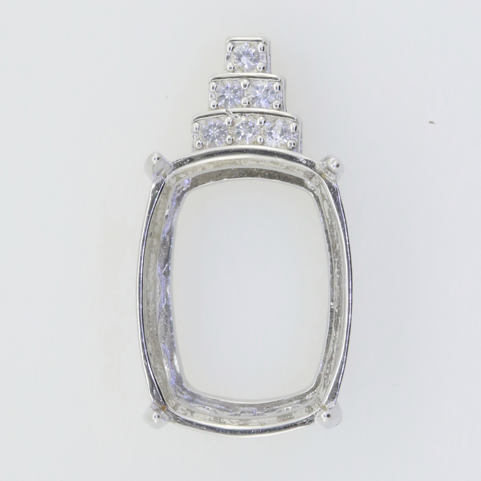 Sterling Silver Semi Mount Pendant Setting Cushion CU 20x15mm White Topaz