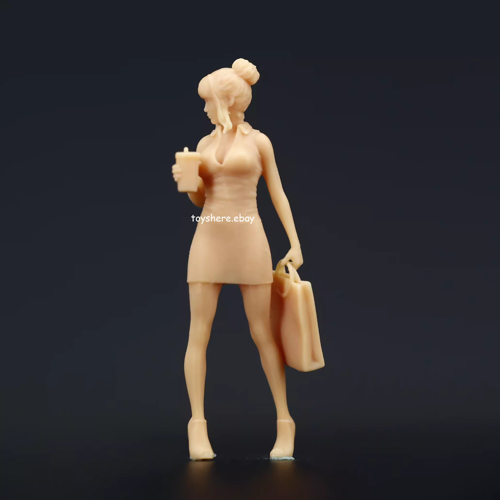3D print unapinted 1/43 white collar lady figure diorama car sand Miniature toy