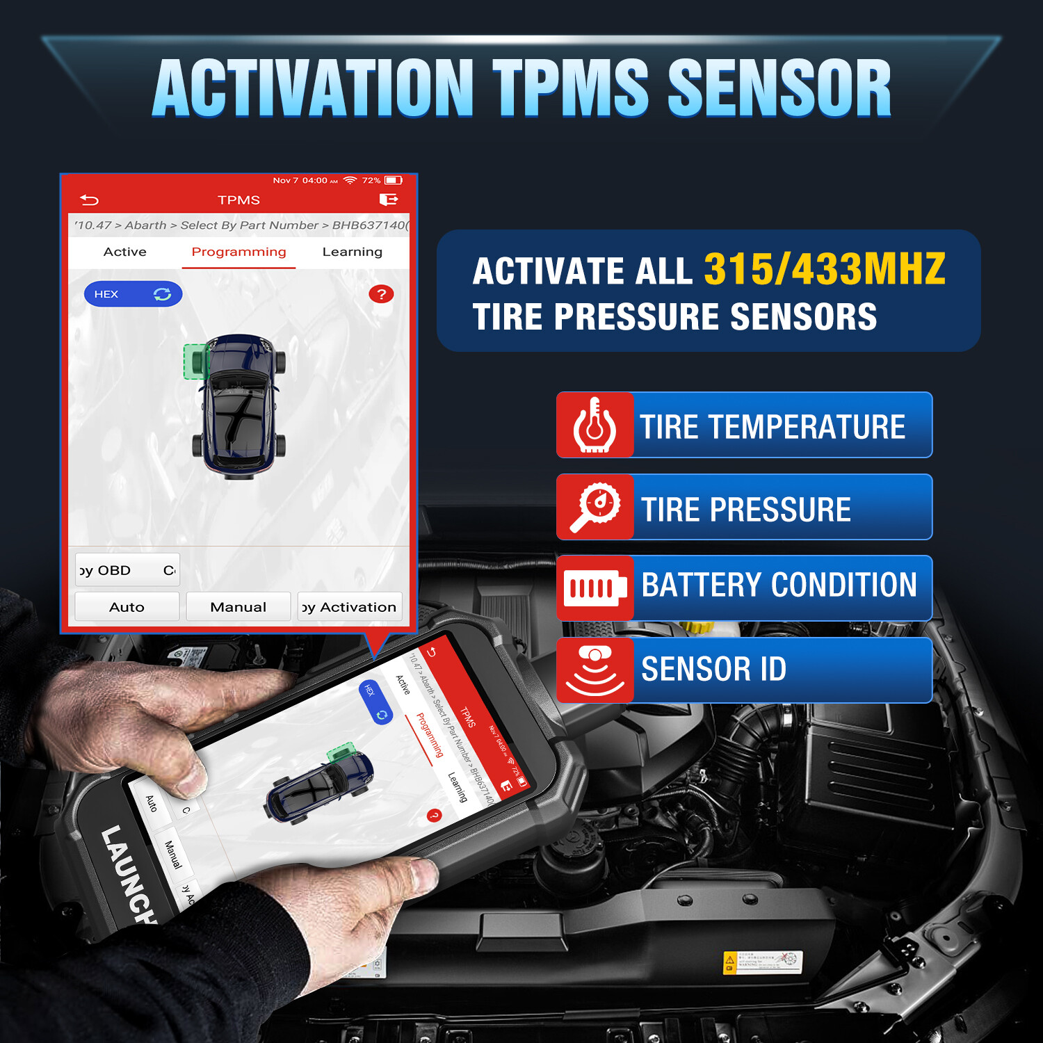 2025 LAUNCH X431 Creader 5011 V2 TPMS Tool Sensor Activate Relearn Reset Scanner