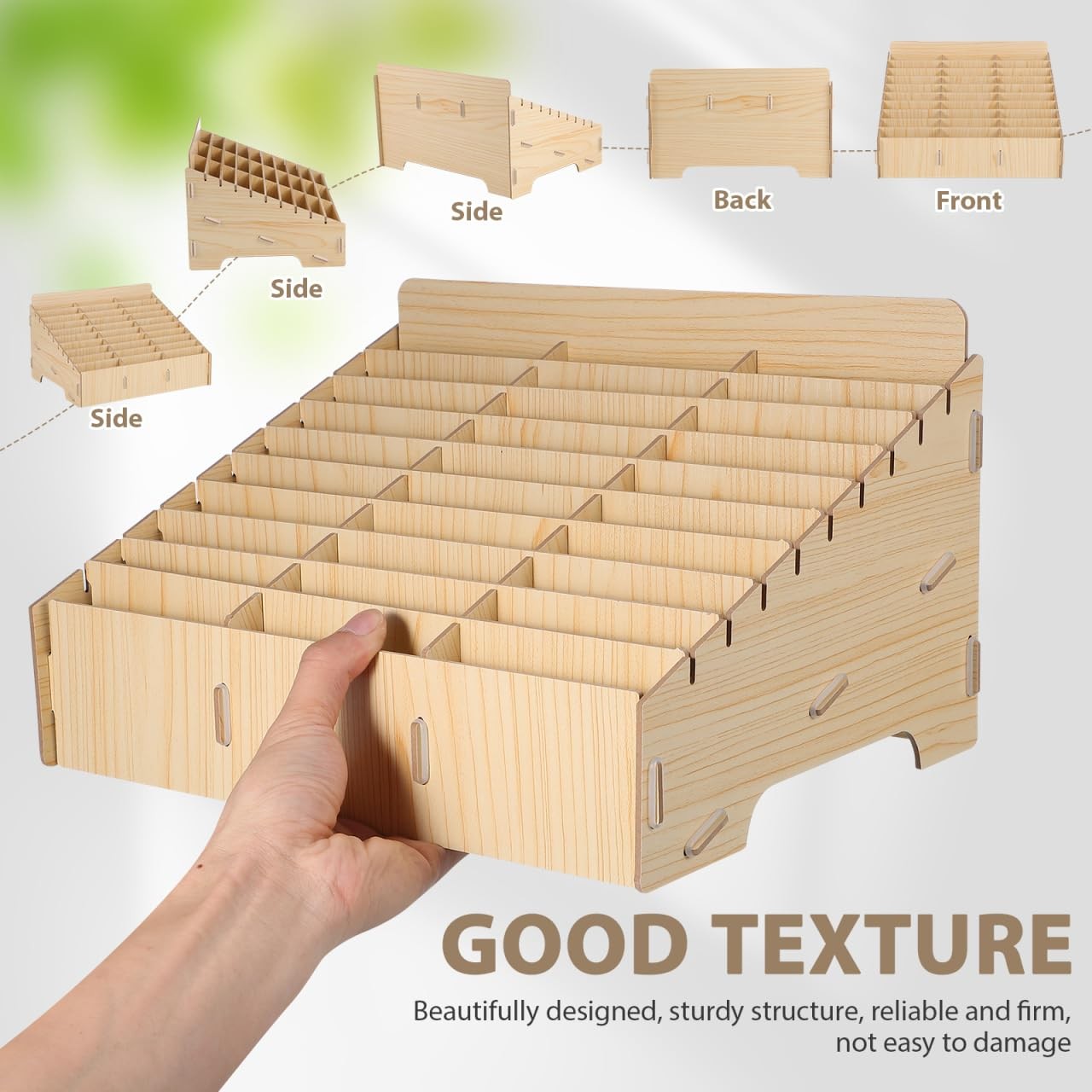 30-Grid Wooden Mobile Storage Box Cell Organizer Numbered Caddy for Classroom...