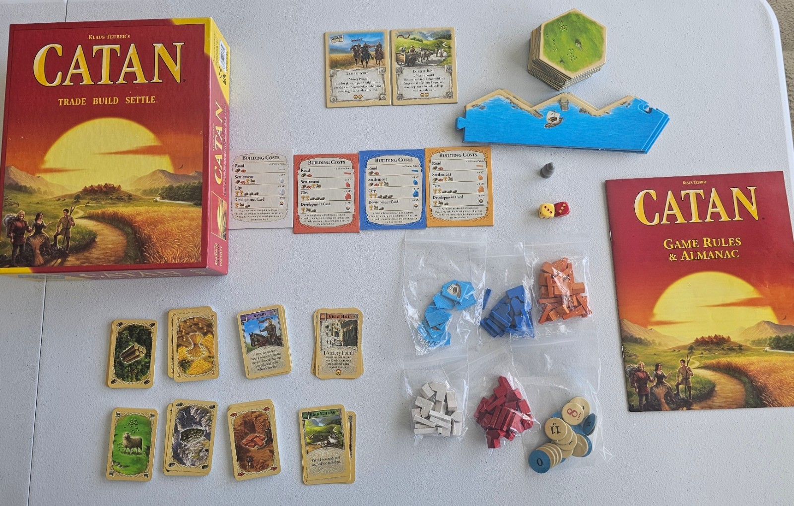 Genuine Settlers of Catan CN3071 Replacement Parts Pieces Cards Roads Cities Hex