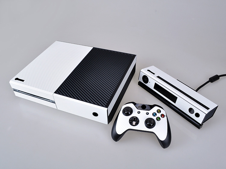 White Carbon Fiber Cover Skin Sticker for Xbox One & Kinect & 2 controller skins