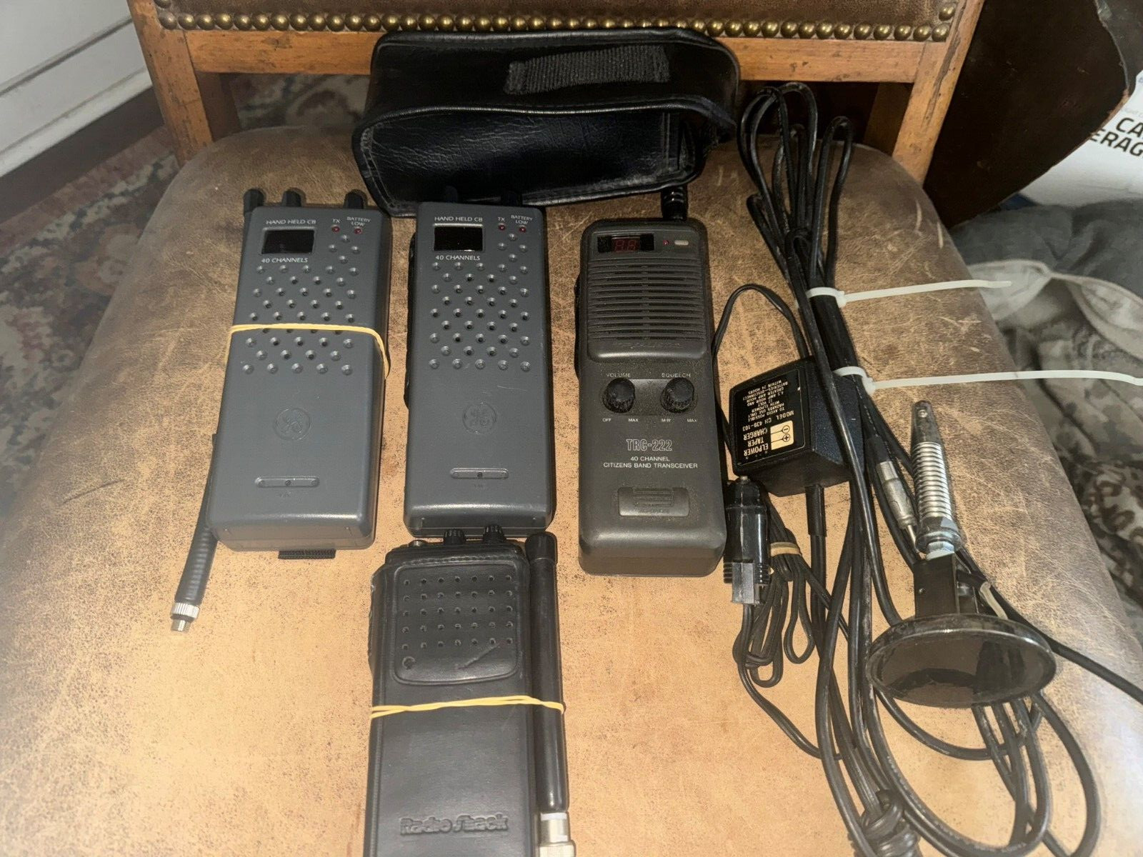 cb radio Walkie Talkie GE Realistic TRC Handheld antenna Charger cable HUGE LOT
