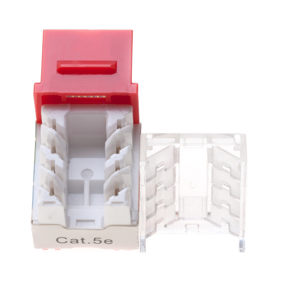 10 pack Cat5e 45° Angled Keystone Jack Network 110 Punchdown 8P8C Cat Red