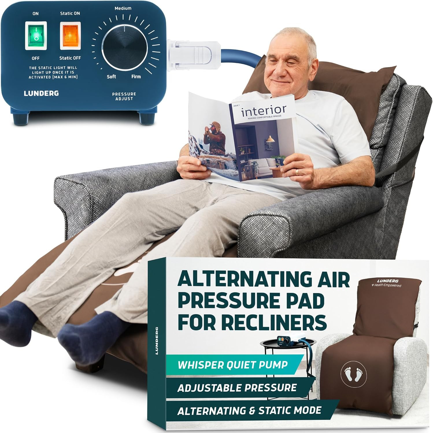 Alternating Air Pressure Pad for Recliner Chair - Pressure Relief Cushion Topper