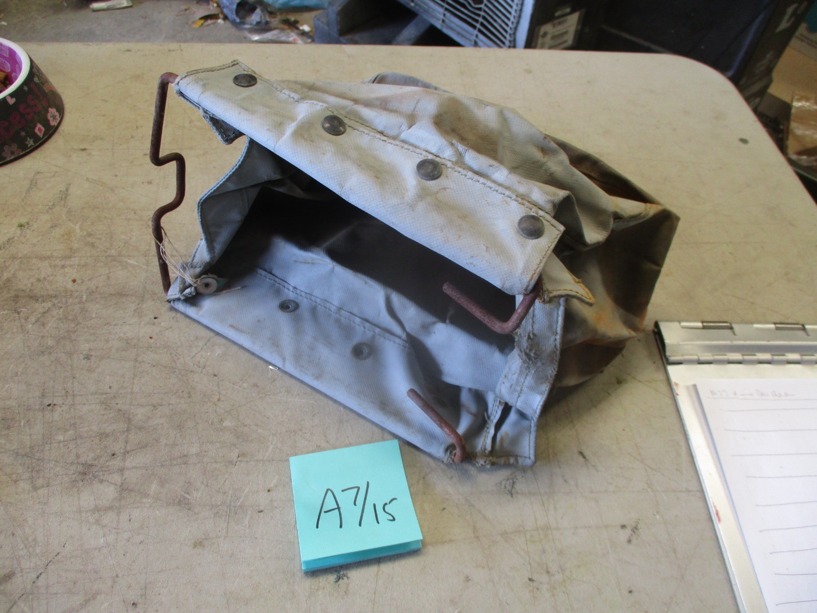 Used FADED Brass Catcher Bag w/Rusty Frame, for MK64 Weapon Mount on HMMWV etc.