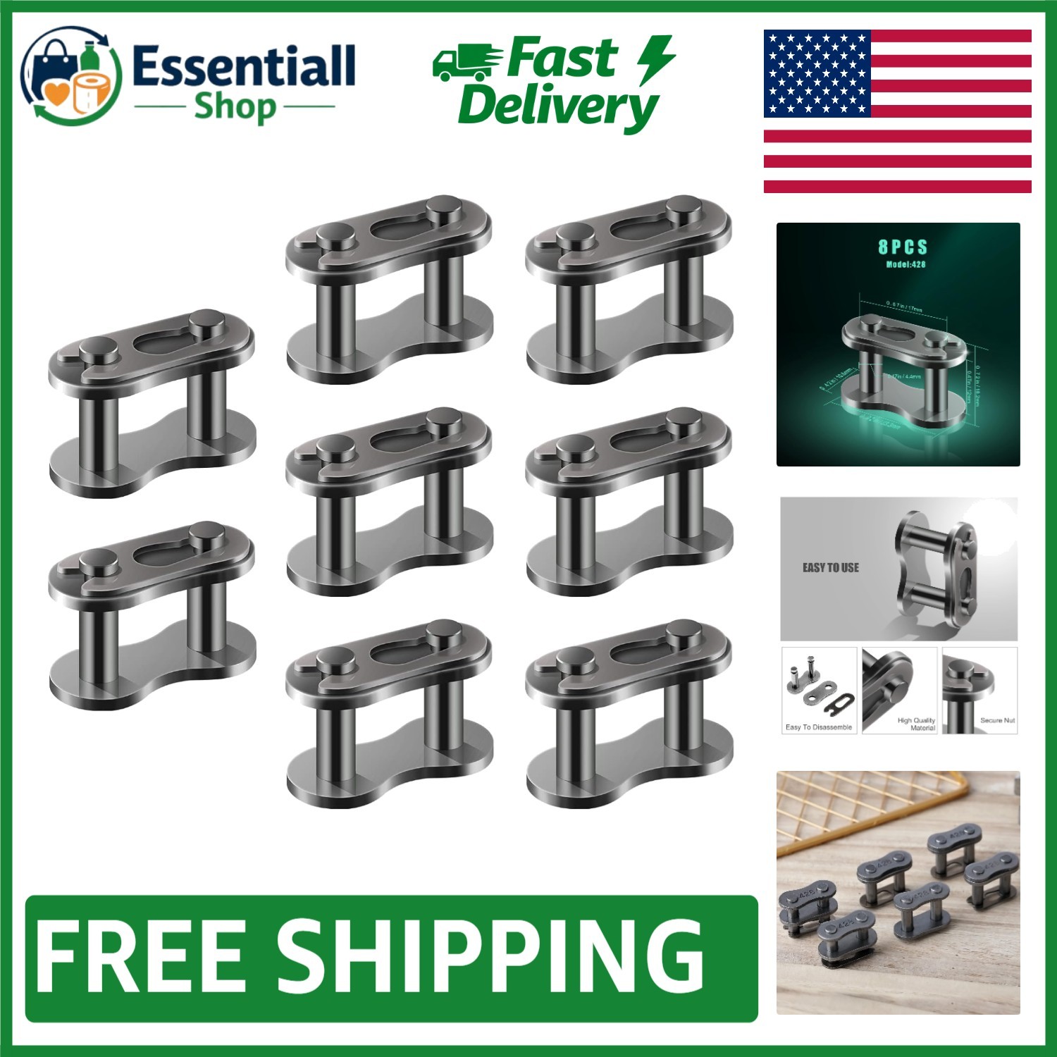 8pcs Chain Master Links - Secure Steel Alloy for Cycling & Racing