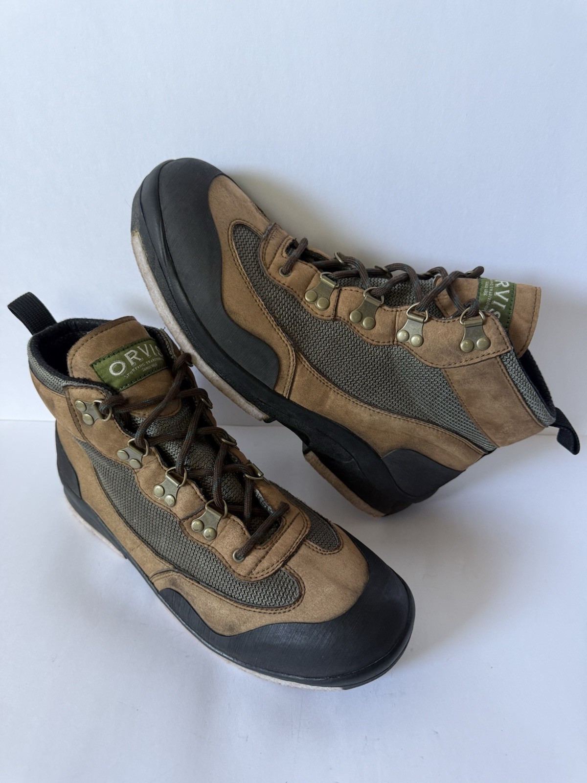 Orvis Wading Boots Mens Sz 11-11.5 Felt Bottom Fly Fishing Shoes Brown