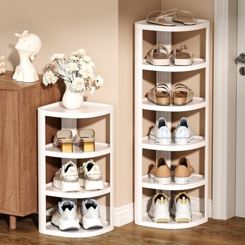 5 Tier Vertical Shoe Rack, Stackable Narrow Shoe Rack Organizer for Entryway