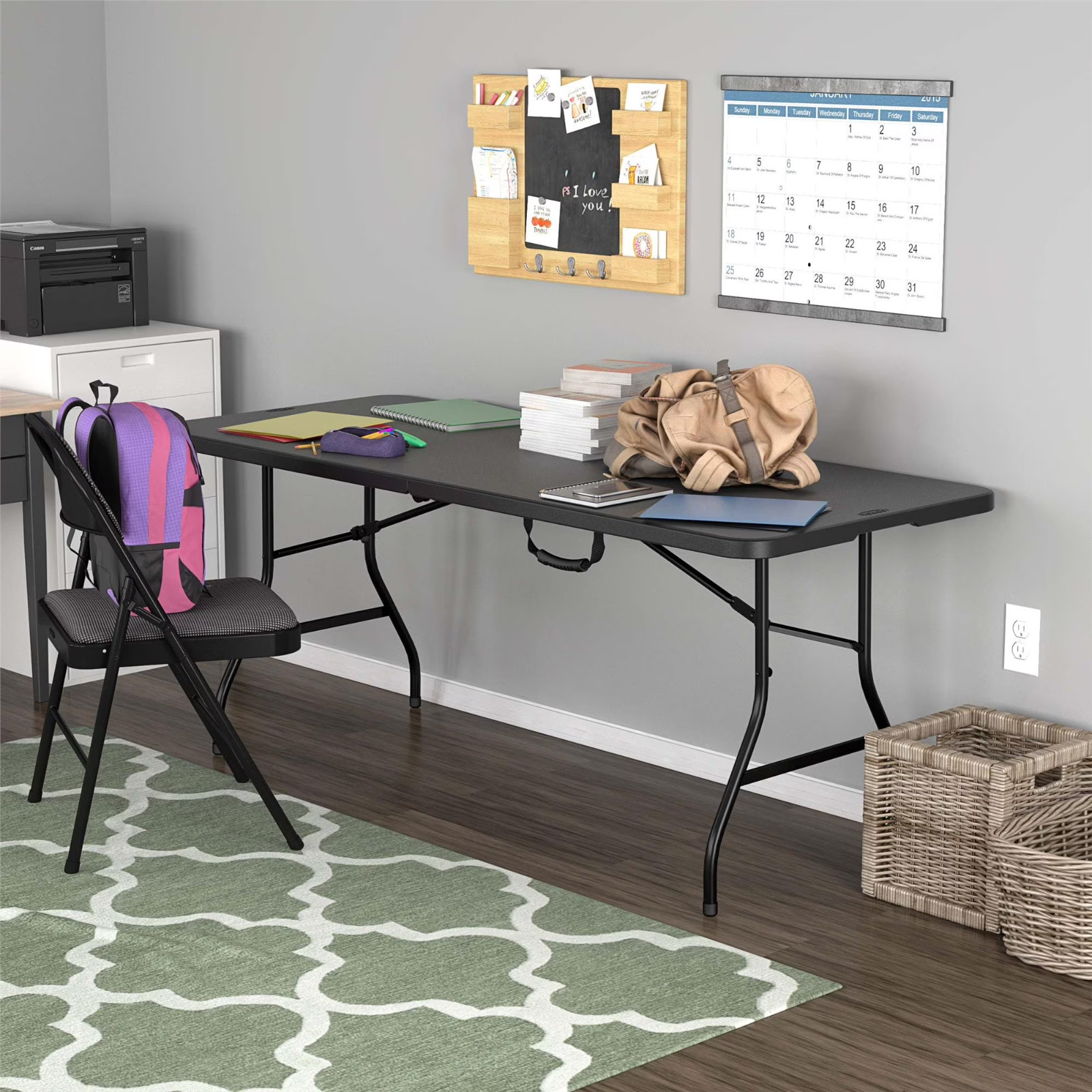 Cosco Heavy-Duty 6 Foot Premium Folding Table, Black