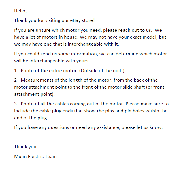 Mulin Electric Motor Actuator - ML20-042 Power Recliner Headrest Motor
