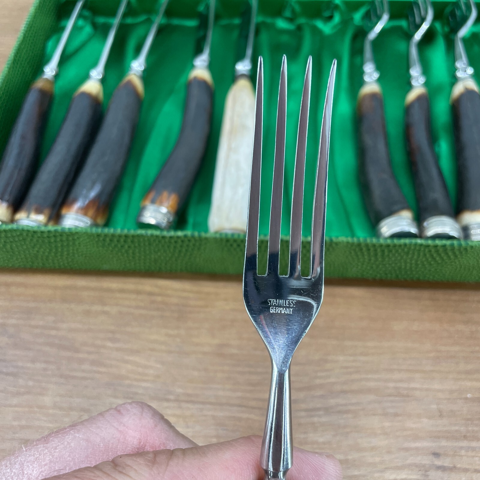 Bone Stag Stainless Germany Cutlery Set 11 pc Knife Fork Rare READ