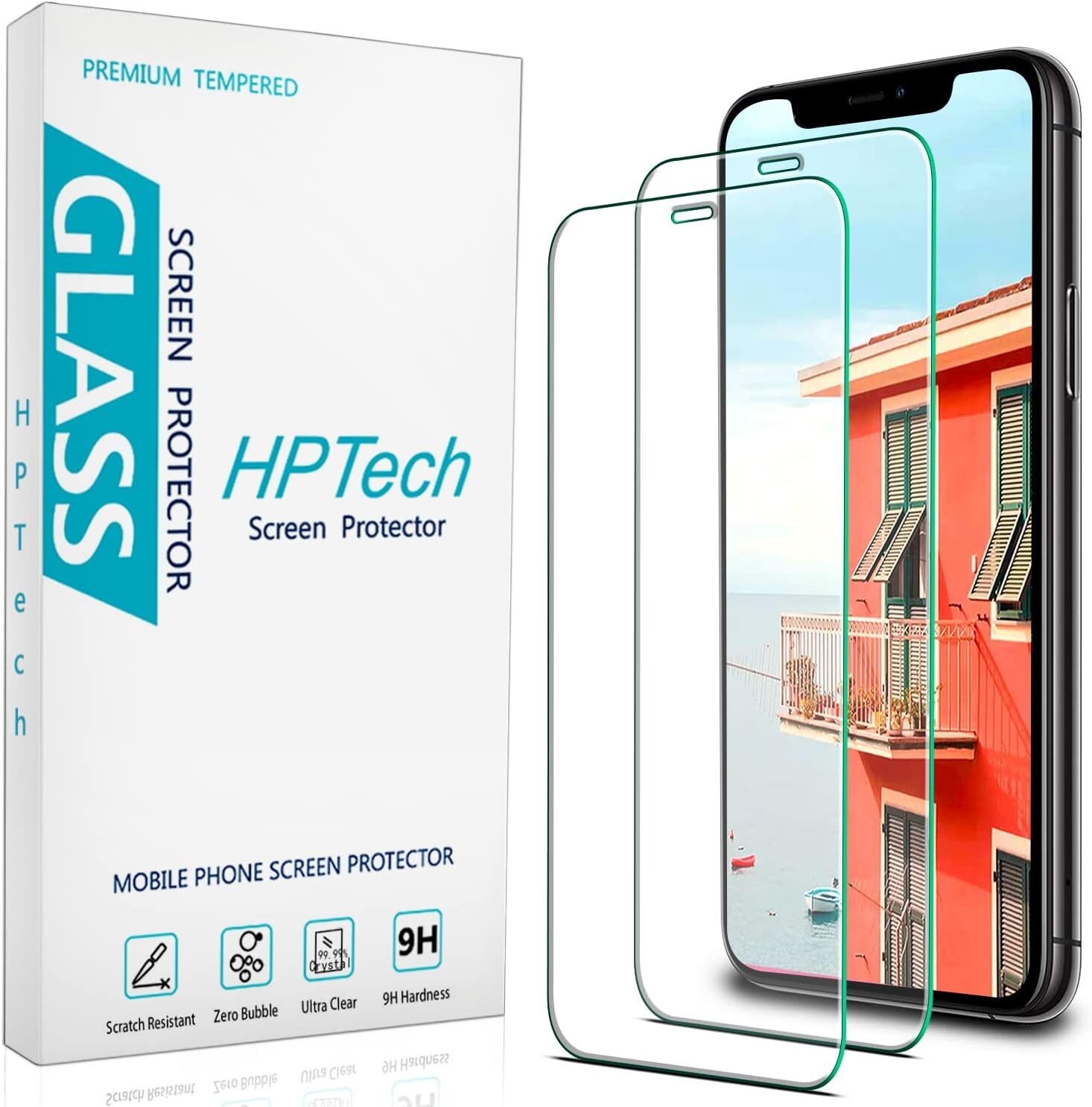 Paquete de 2 protectores de pantalla de vidrio templado para iPhone 11, XR