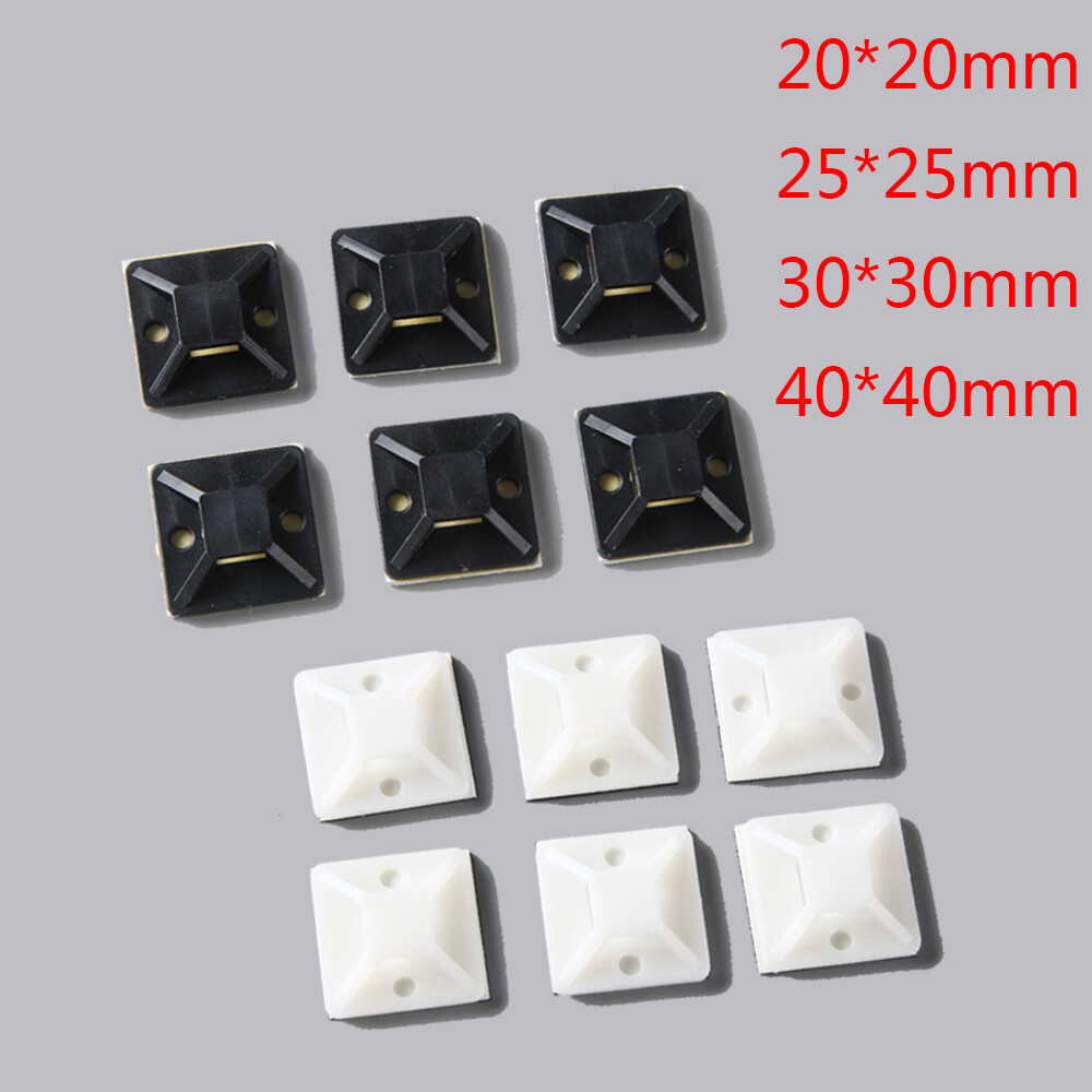 Self Adhesive Cable Ties Punch Free Mounts Base Wire Ties Fixed Seat Black White