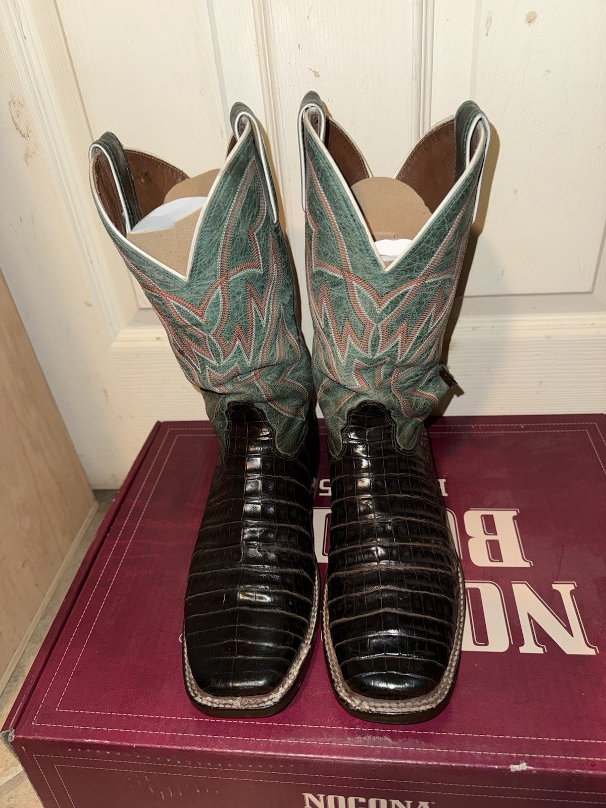 Nocona Genuine Caiman Belly Dark Chocolate Md8601 Made In Usa