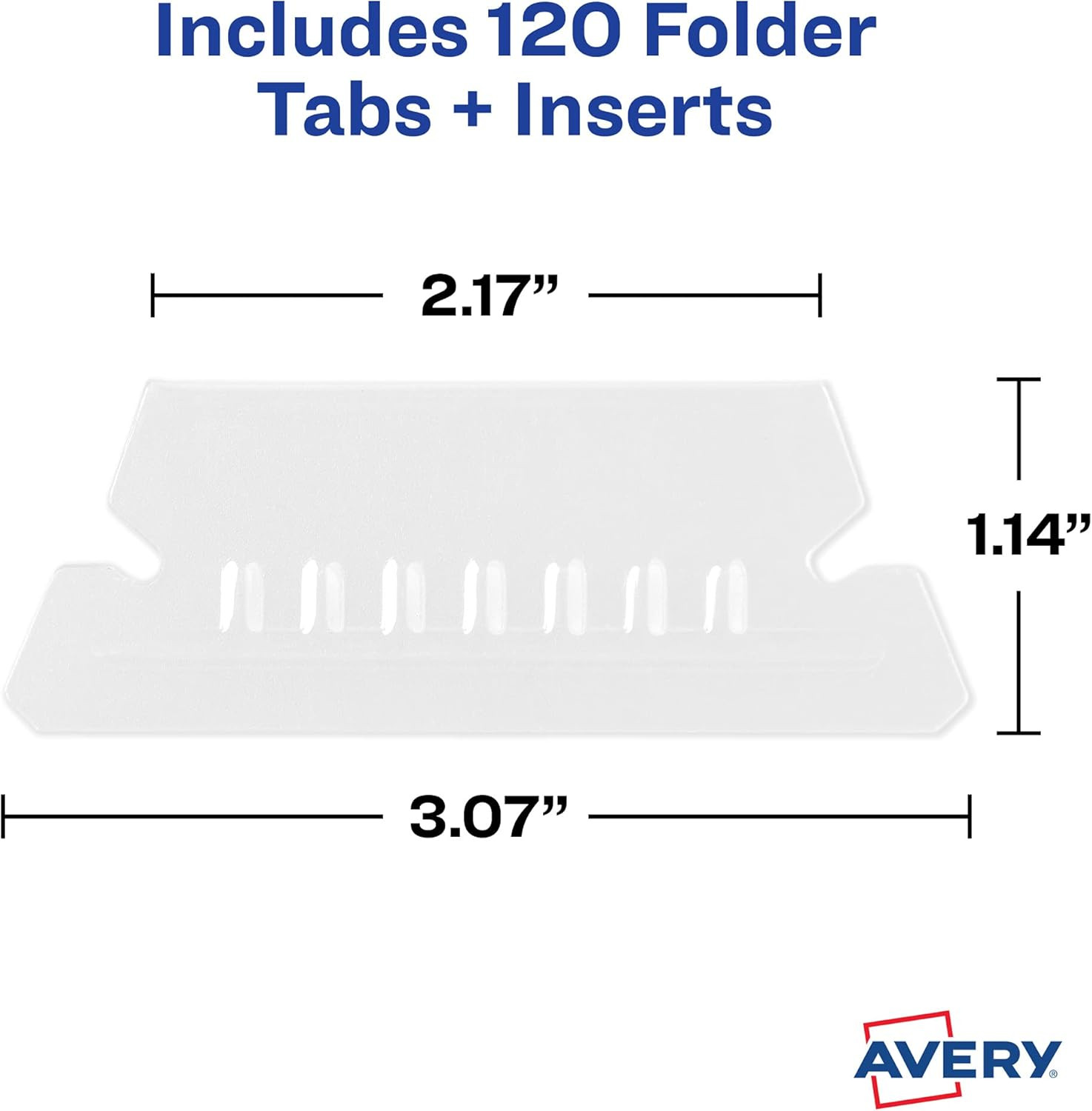 ® Hanging File Folder Tabs and Inserts, 1/5 Cut, Clear, 20 File Folder Tabs and