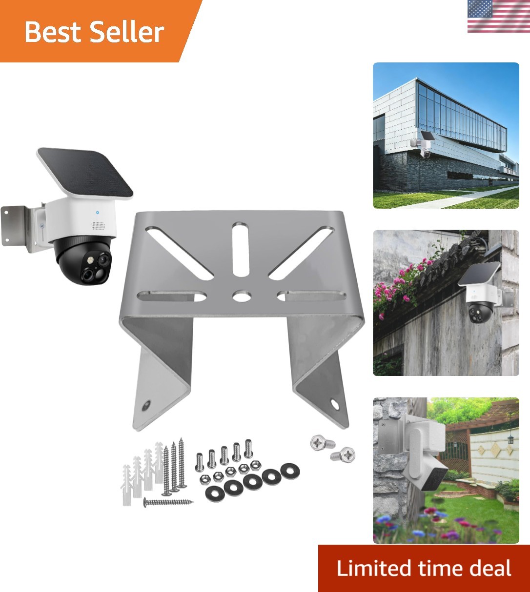 270° Silver Camera Mount for Outdoor & Indoor PTZ Installation - Sturdy Design