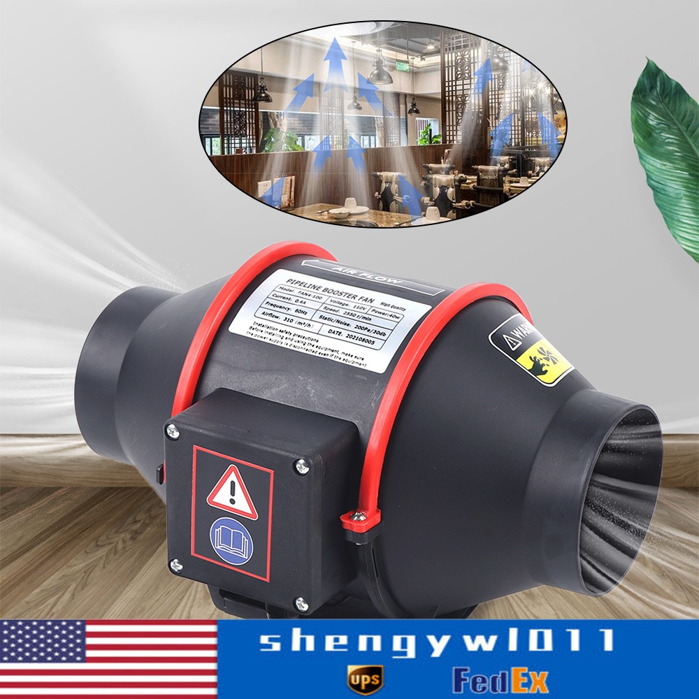 4 inch 310CFM Inline Duct Ventilation Fan Vent Exhaust Blower Vent Fan New