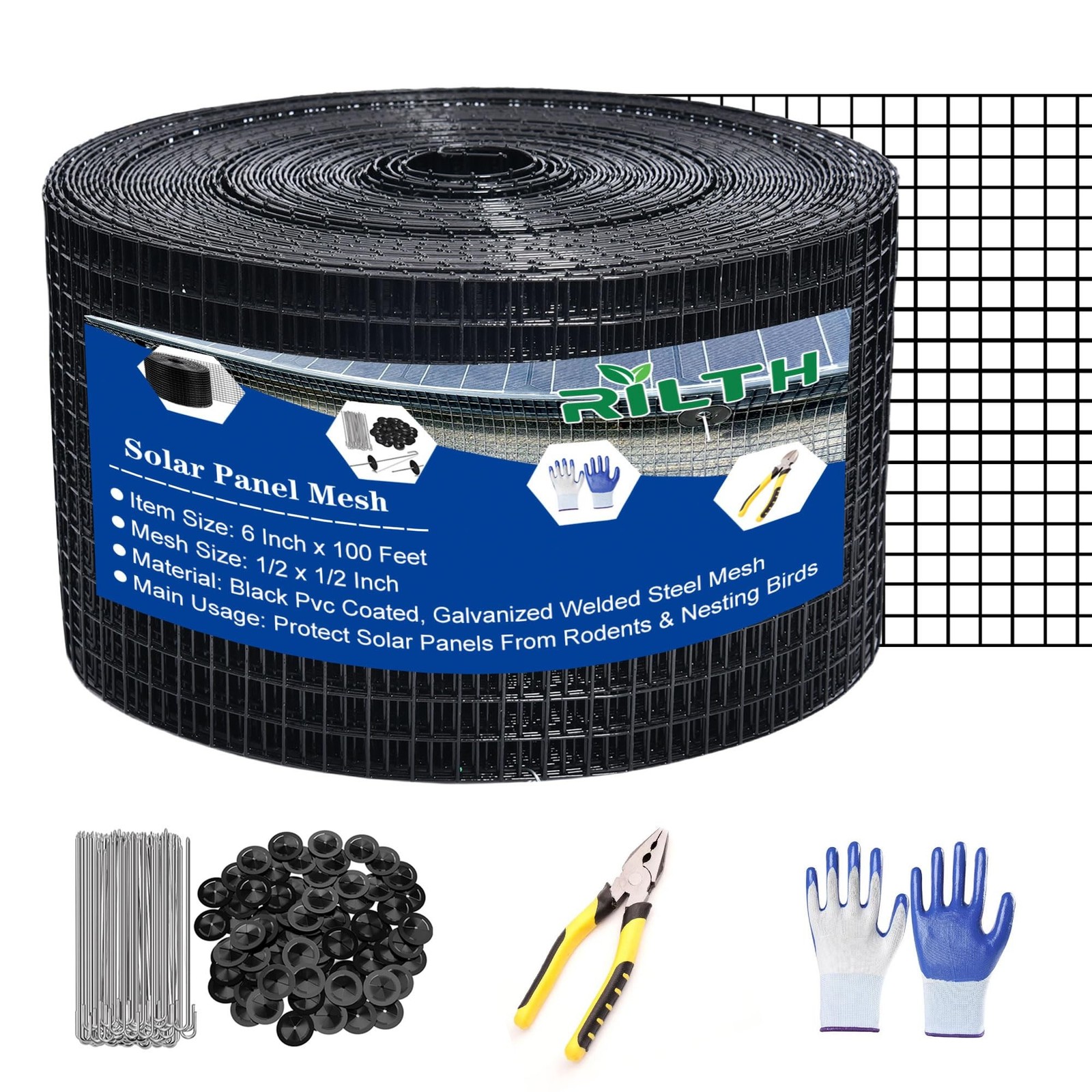 6in X 100ft Critter Guard for Solar Panels, 1/2inch PVC Coated Solar Panel Gu...
