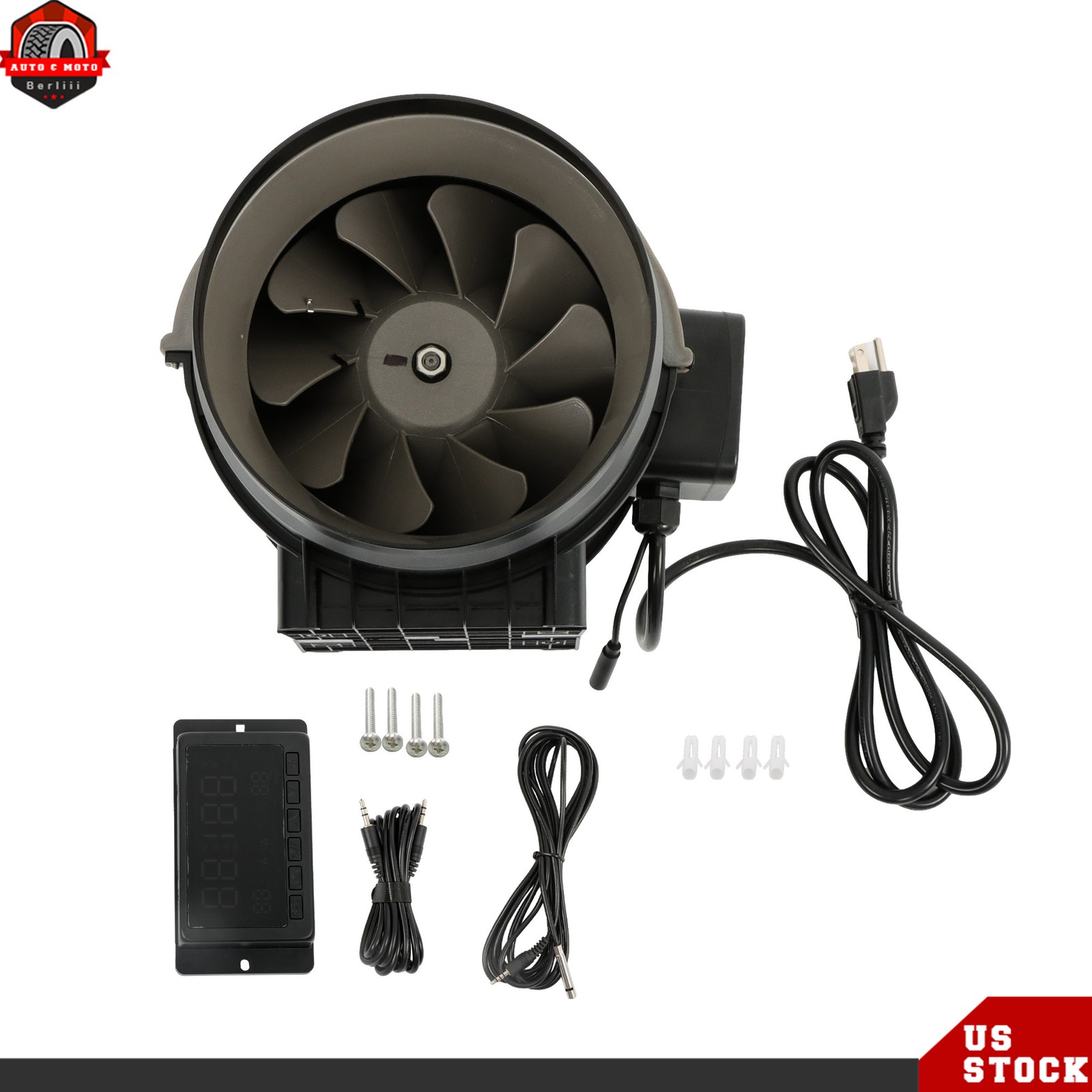 Inline Duct Fan, 8-Inch 807 CFM & Temperature Humidity Controller EC-Motor