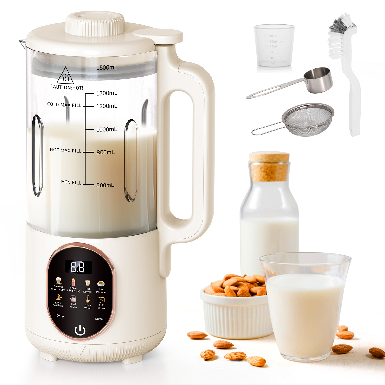 50oz Automatic Nut Milk Maker, Homemade Hot Soy Cow Maker Machine w/ Delay Start