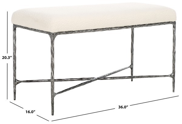 Safavieh MANDY BOUCLE AND METAL BENCH, Reduced Price 2172785638 SFV9527A