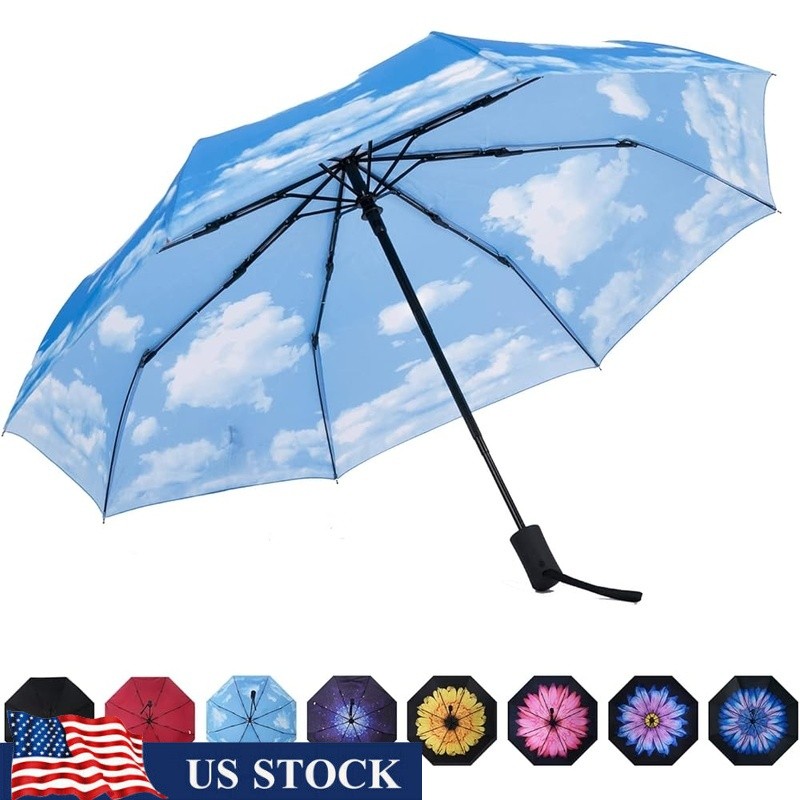 Durable Compact Travel Umbrella Windproof Waterproof Auto Open Close Lightweight