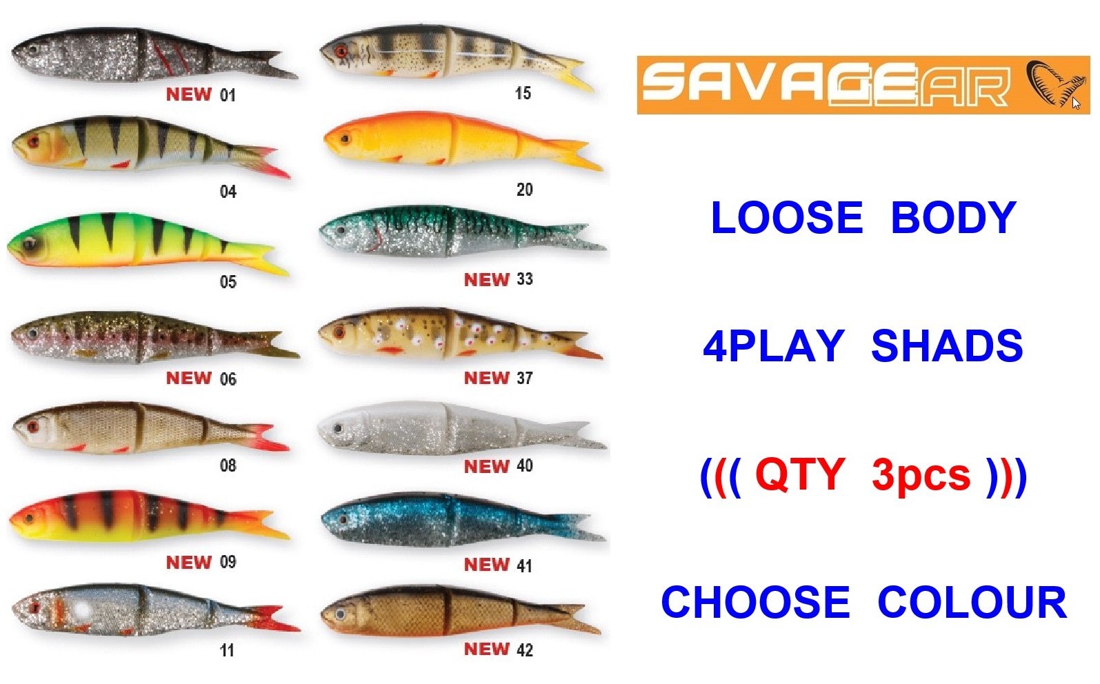SAVAGE GEAR 13cm 4PLAY LOOSE BODY SHADS SEA COARSE FISHING LURES PIKE BASS PERCH