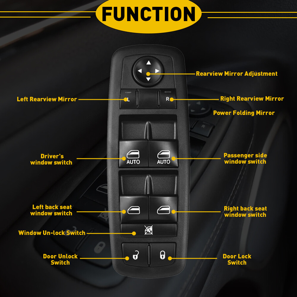 Driver Side Power Window Mirror Control Switch For 2015-2019 Dodge Charger Sedan