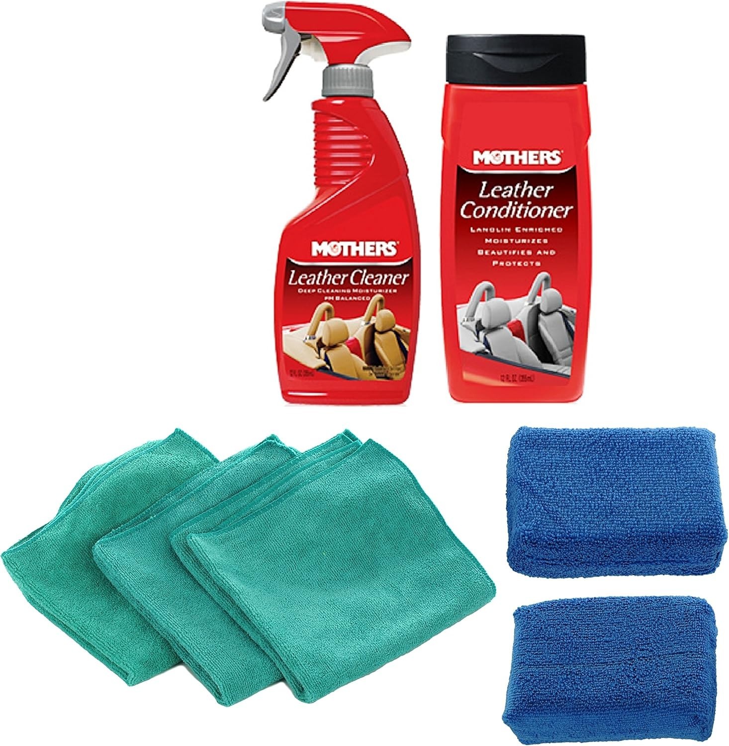 Effortless Leather Cleaning Kit: Conditioner, Cleaners & Microfiber Essentials