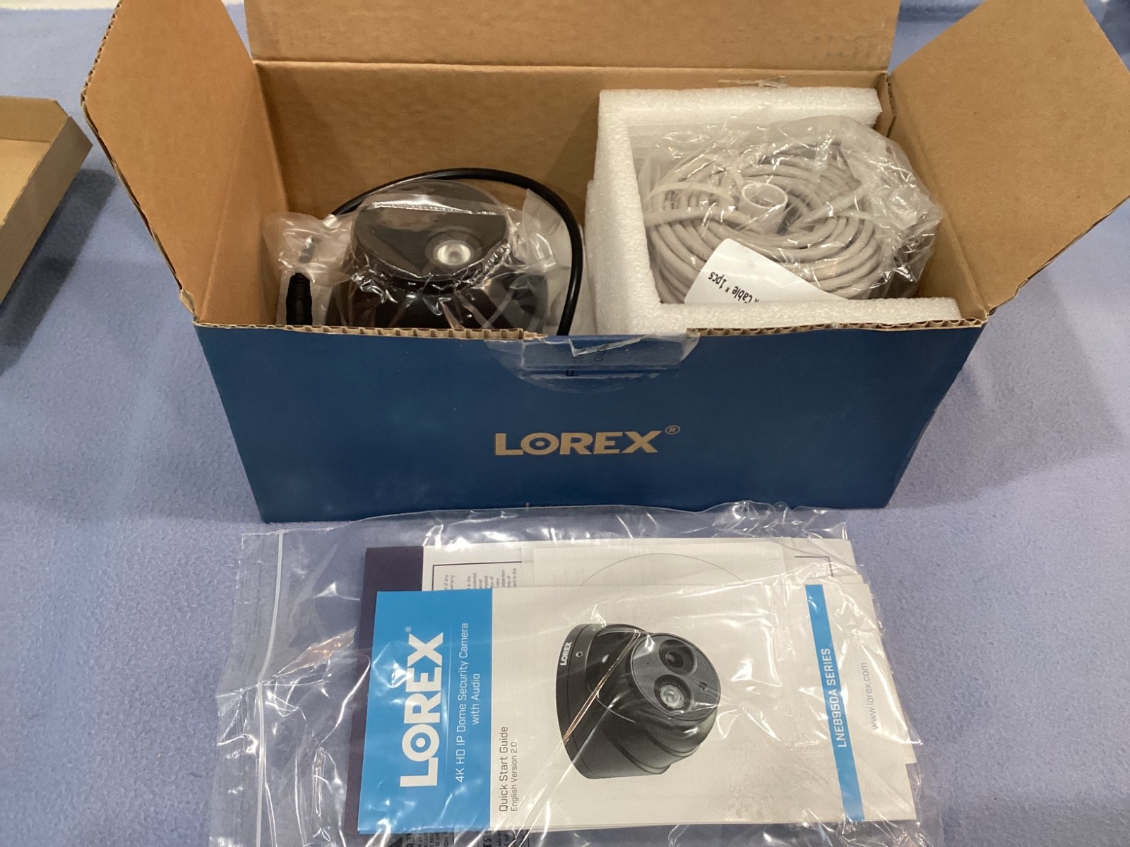 LOREX MODEL NO. LNE 8950AB, 4K IP EYEBALL DOME CAMERA WITH AUDIO NTSC