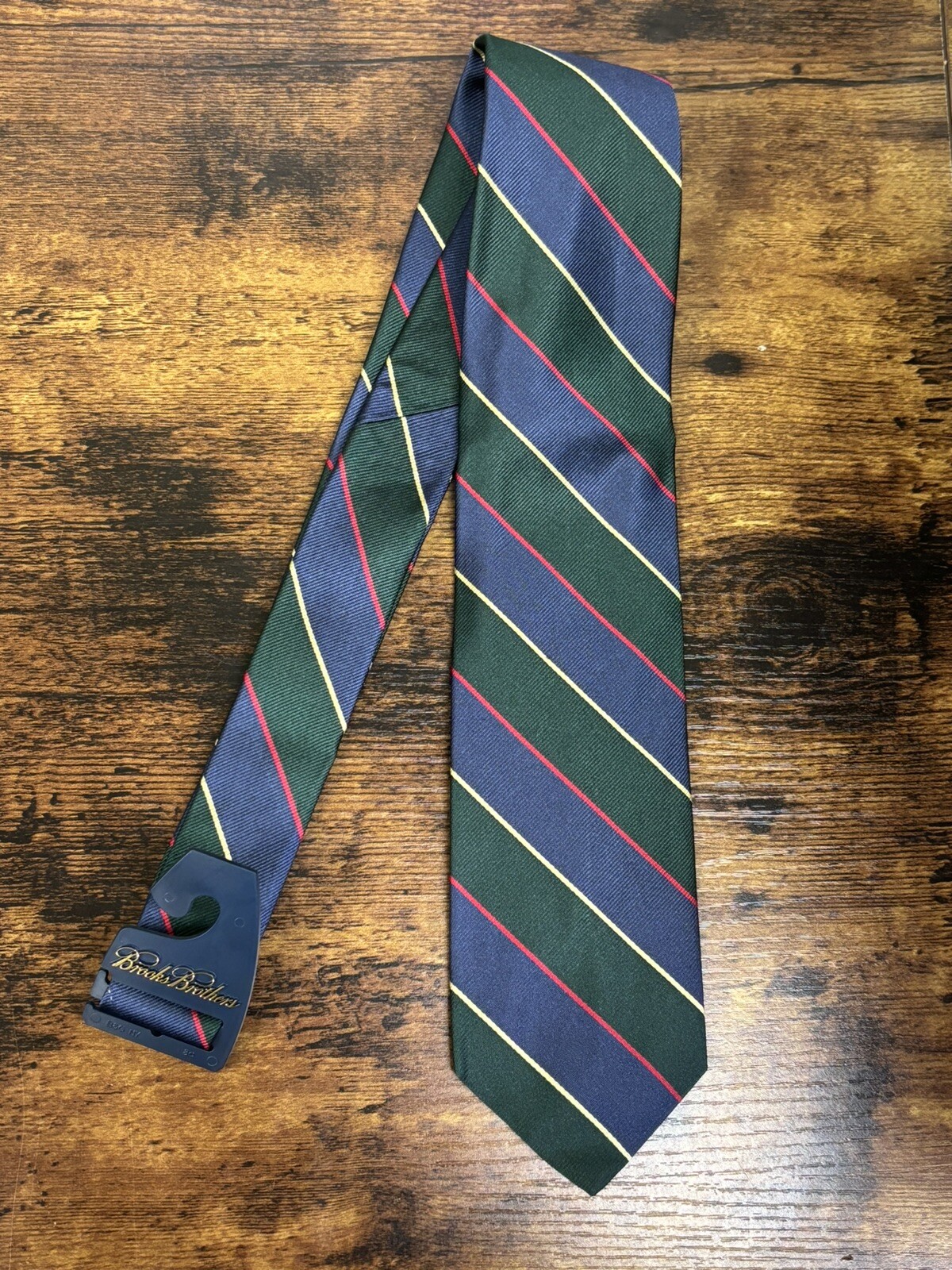 Brooks Brothers Green & Blue Tie With Stripes 100% Silk Men's Necktie 58"