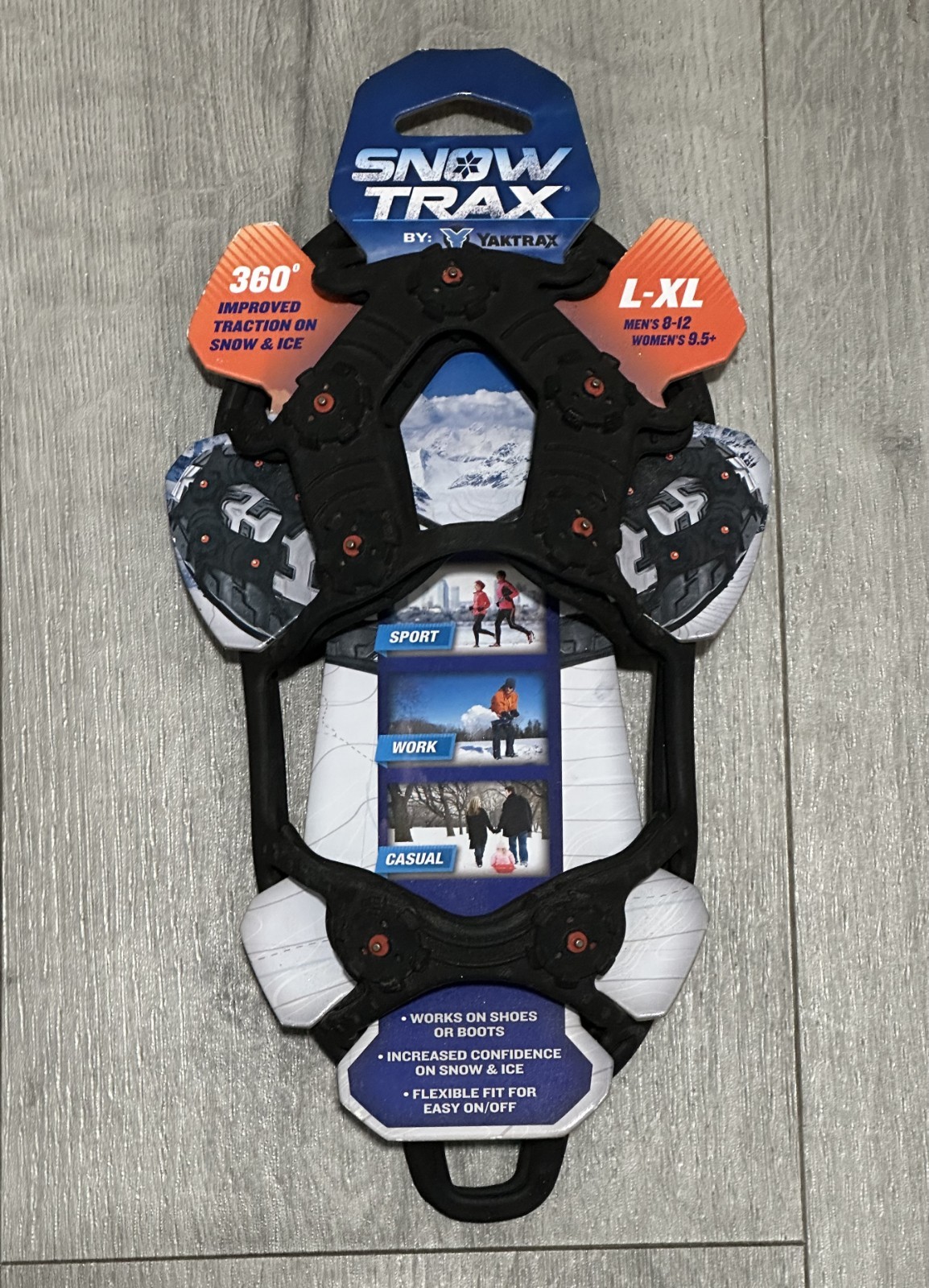 Snow Trax By YakTrax Traction Gear for Shoes & Boots Size L-XL Men 8-12; Wmn. 9+