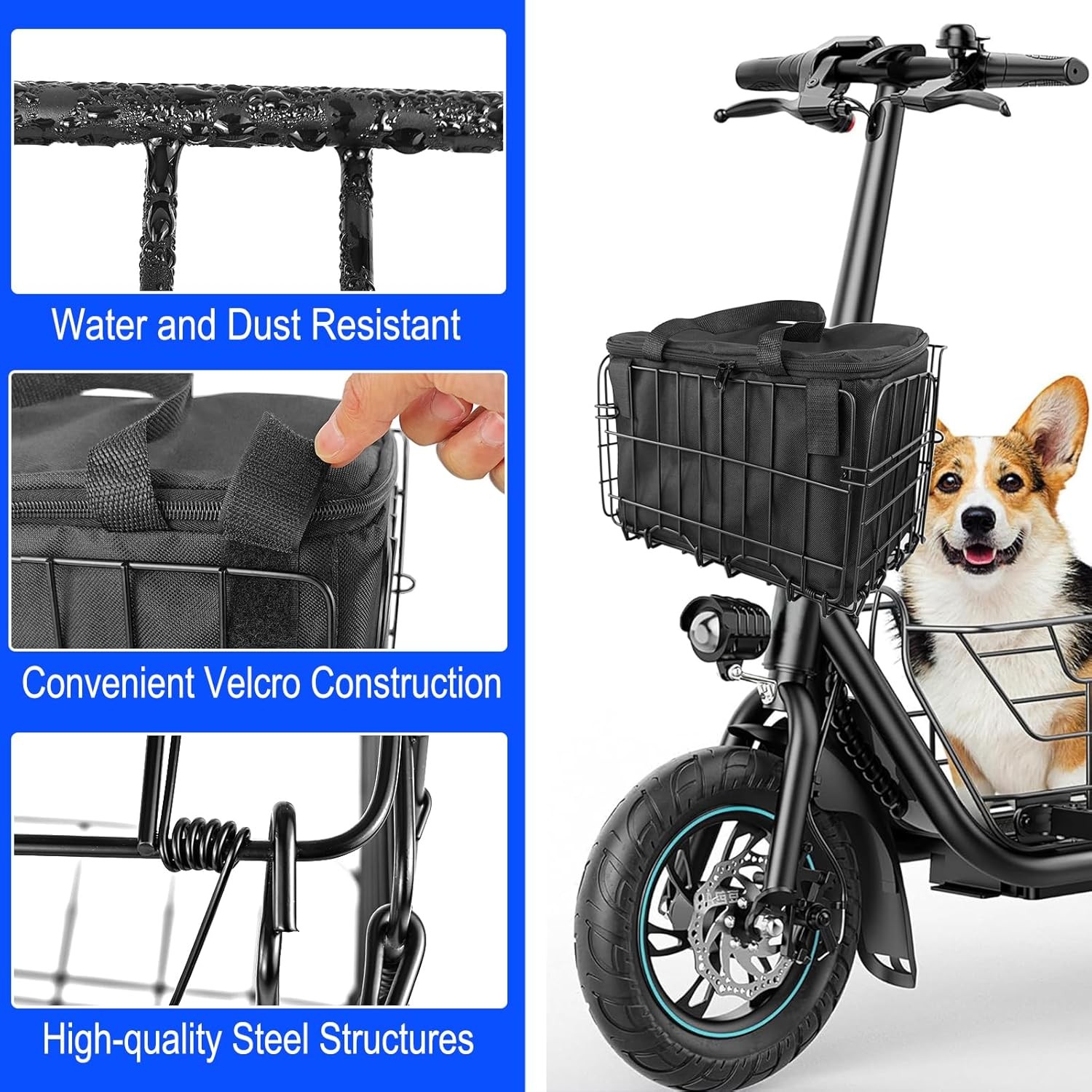 Knee Scooter Basket Accessory Quick Release Removable Cloth Storage Bag