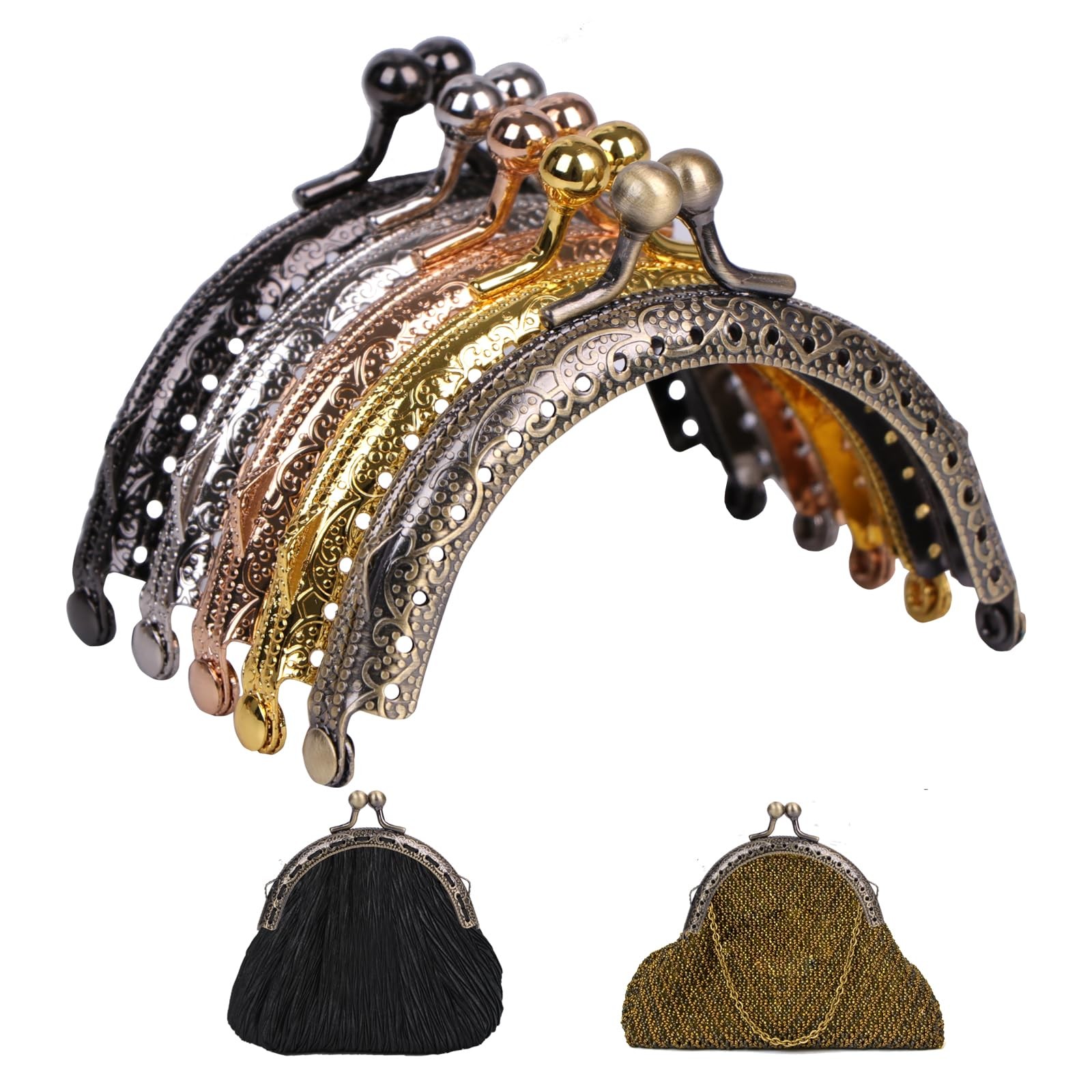 5 Color Purse Clasp Frame, Metal Purse Frame, Purse Clasps for Bag Making, Wa...